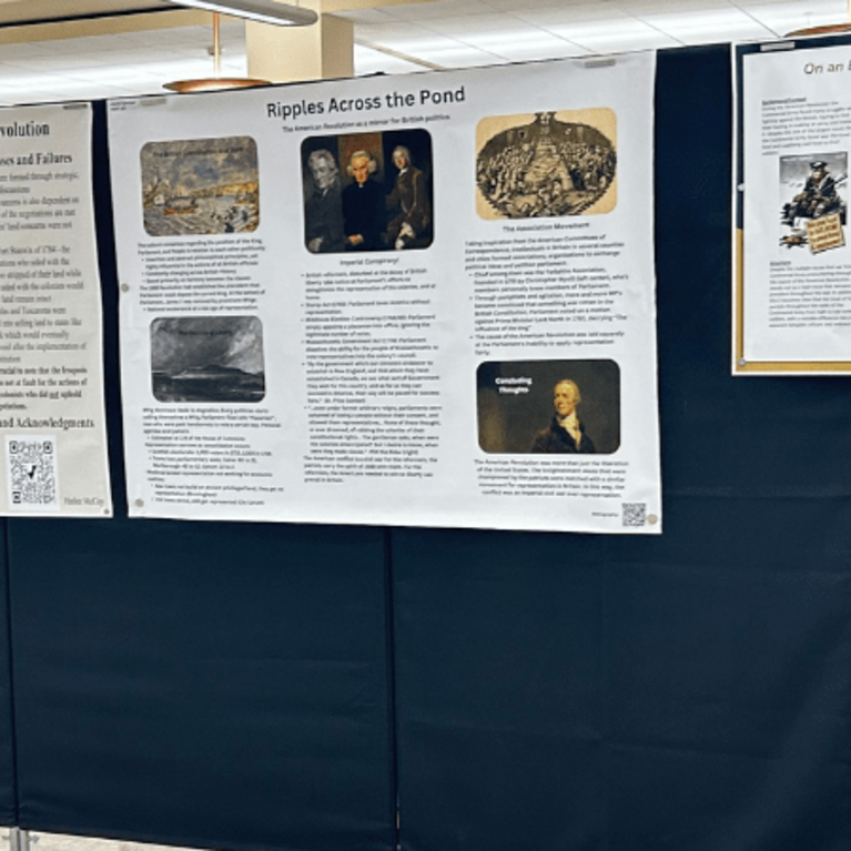 Image of History 197 student posters on the American Revolution 