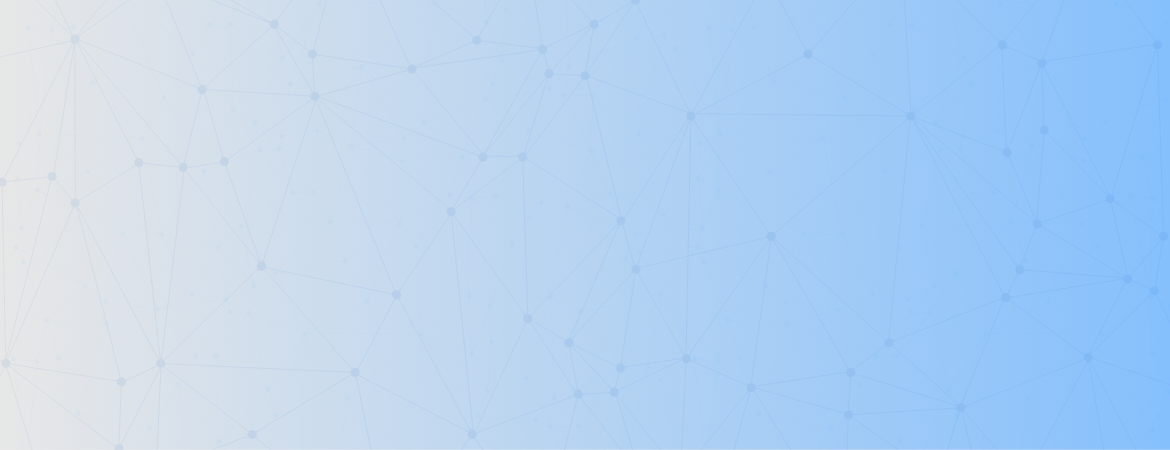 A wide banner featuring a light blue gradient background overlaid with a subtle, geometric network pattern of interconnected dots and lines, representing a digital or neural web.