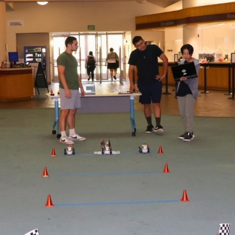 Student test their robot cars at our Robotics Camp