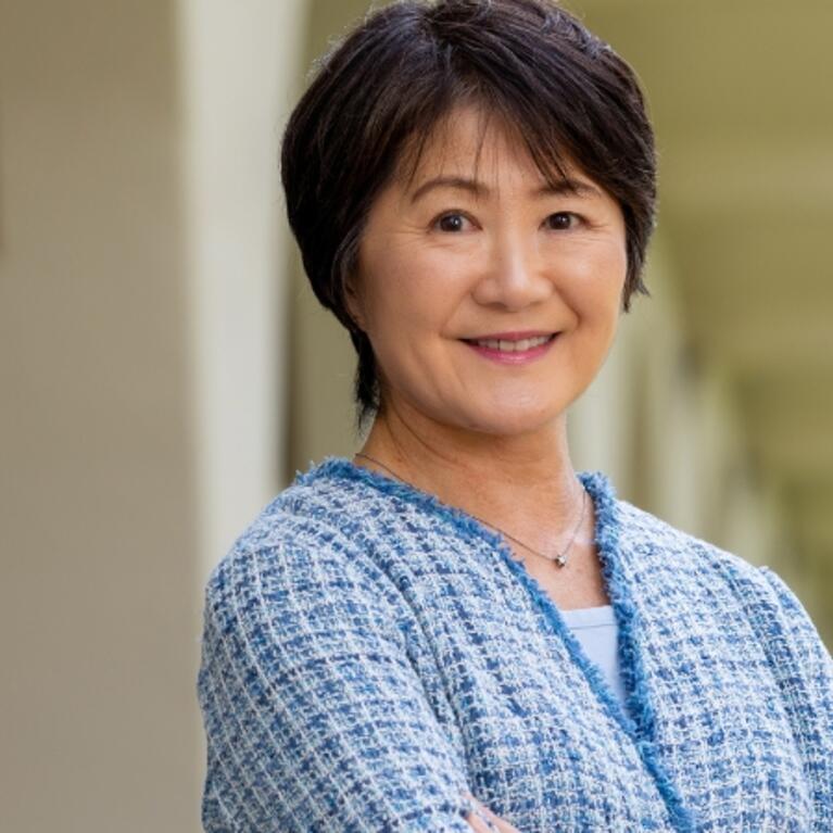 Mihoko Hosoi outside of the Rivera Library