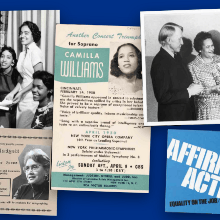 Collage of photographs, flyers, and documents from the African American Women’s Histories archive.