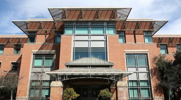 Photo of the outside of the Orbach Science Library