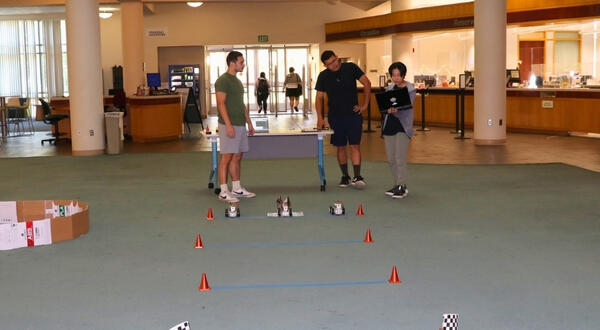 Student test their robot cars at our Robotics Camp