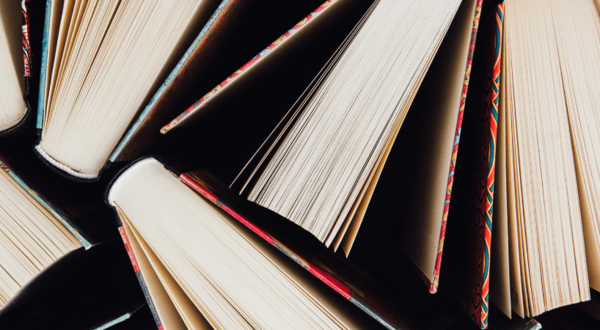 image of open books standing up