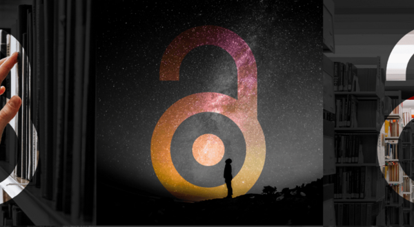Images of Open Access Week lock over 3 different images