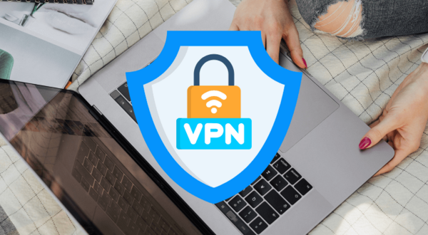 Image of laptop with VPN on top