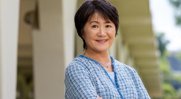 Mihoko Hosoi outside of the Rivera Library