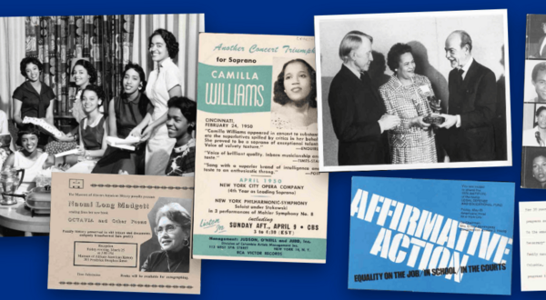 Collage of photographs, flyers, and documents from the African American Women’s Histories archive.