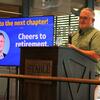 Steve speaking at his celebration at the Stable. 