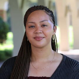 Esperanza Bey pictured outside of the Rivera Library.